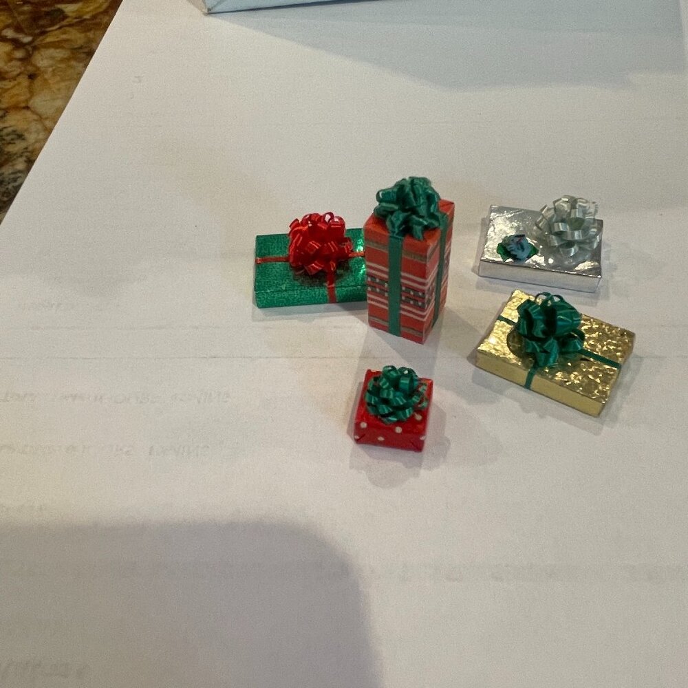 Miniature Dollhouse Wrapped Christmas Gifts Handmade Lot of 5